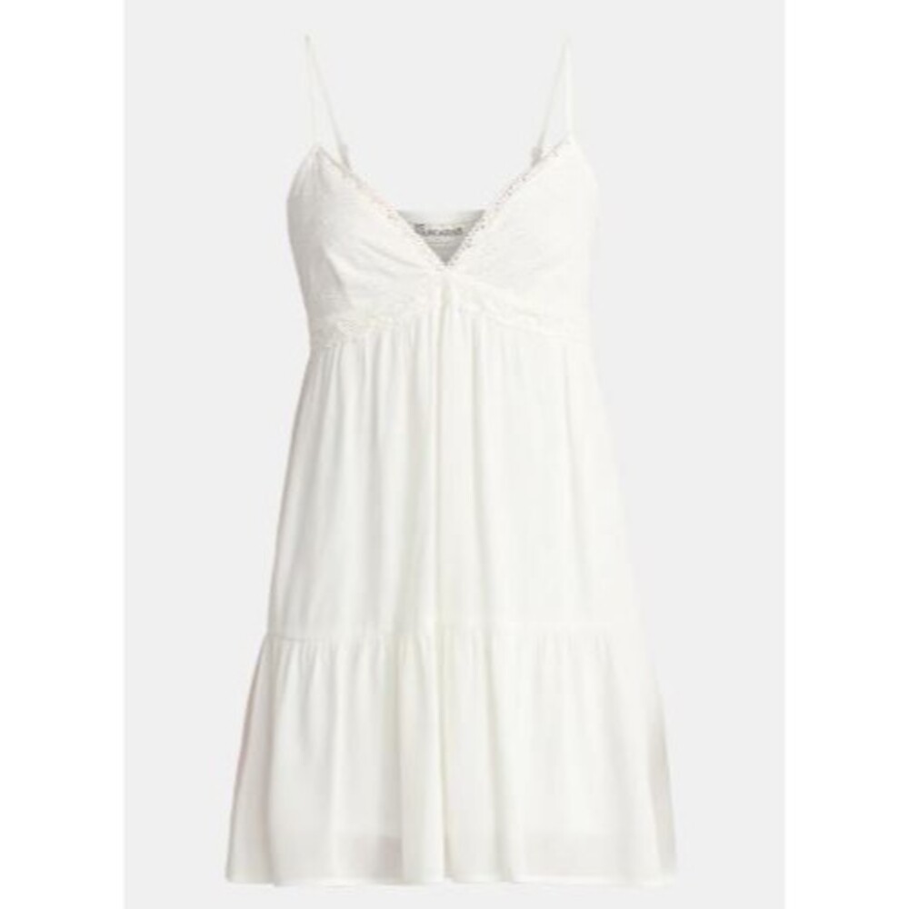 Women's White Eyelet Cami Babydoll Dress XL Ruffle Hem Casual Fairy